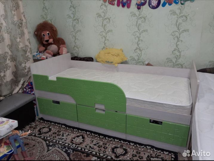 Детская кровать минима пазл с бортиком 80х186