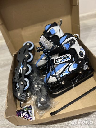 Коньки ролики 2 в 1 раздвижные 29-32