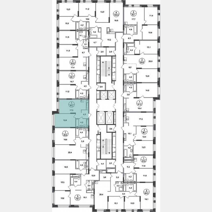1-к. квартира, 40,2 м², 18/20 эт.