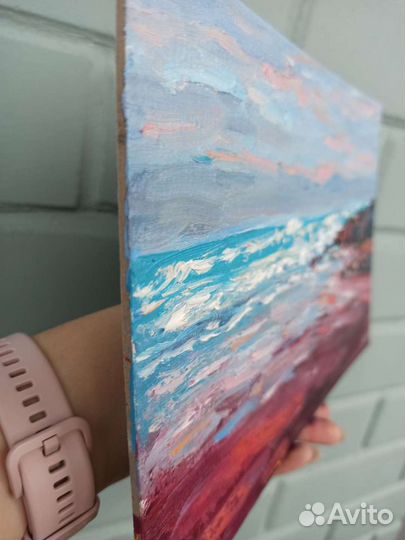 Картина морской пейзаж маслом море 20х30 см