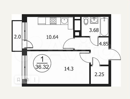 1-к. квартира, 35,6 м², 3/4 эт.