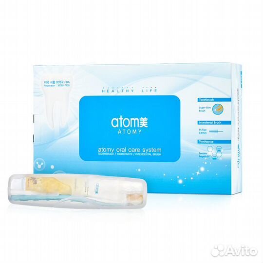 Атоми зубной набор дорожный щётка-паста-ёршик