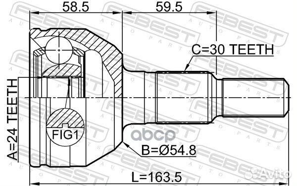 Шрус наружный 24x54.4x30 cadillac SRX 2004-2009