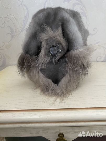 Норковая шапка-косынка