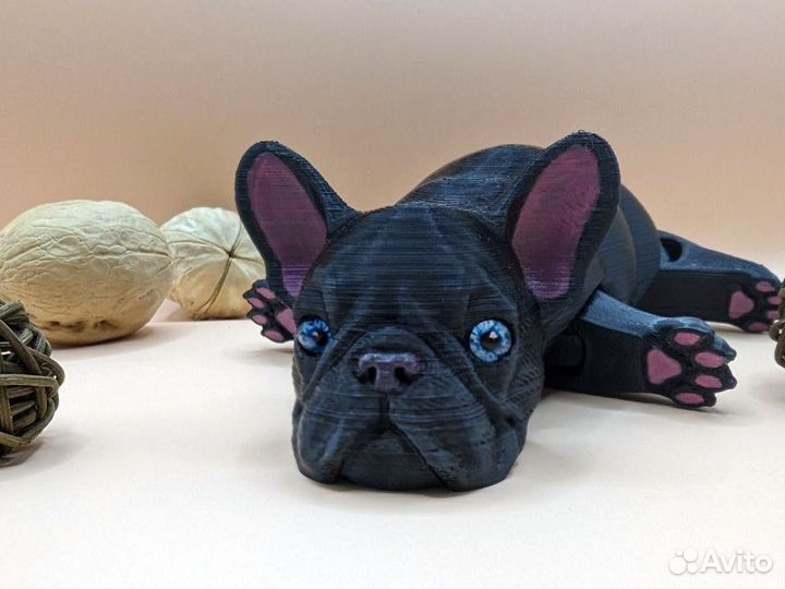 Французский бульдог с живыми глазками, игрушка