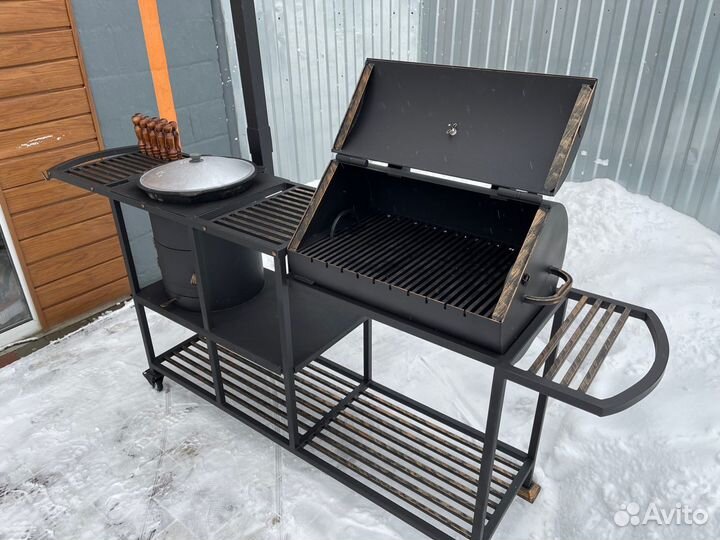 Гриль барбекю с печь под казан