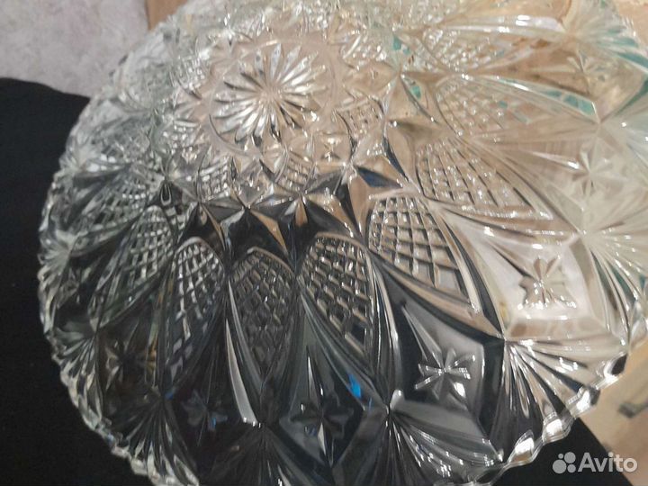 Шикарное хрустальное блюдо-фруктовница 33 см СССР