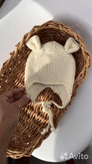 Шапочка детская вязаная Mouse с ушками из мериноса