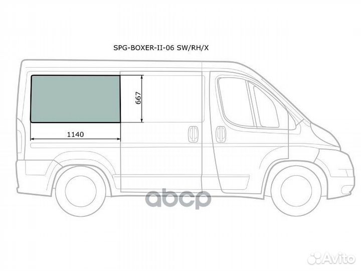 Стекло кузова заднее правое peugeot boxer II/FI
