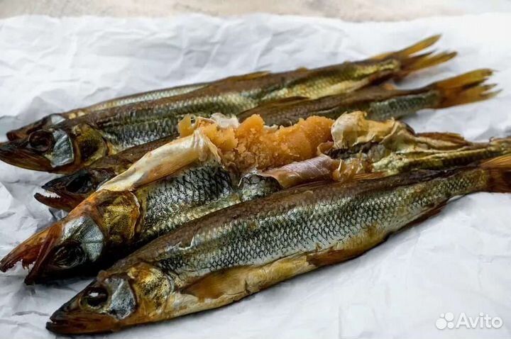 Корюшка полностью икряная вялено копченая