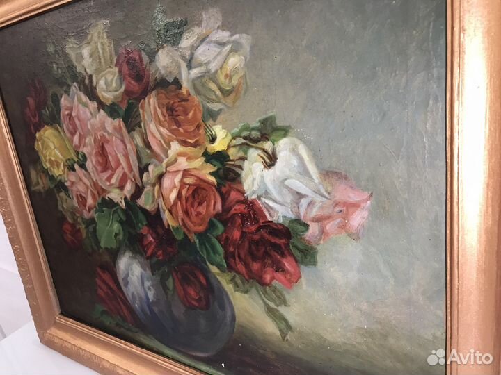 Старинная антикварная картина маслом на холсте