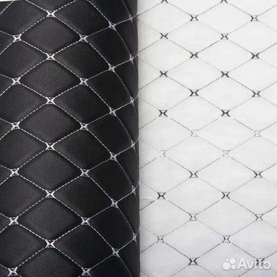 Стеганая экокожа ромб на поролоне