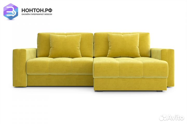 Диван угловой тик-так Монарх горчичный