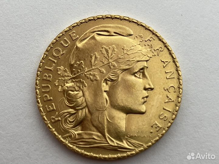 Золотая монета 20 франков 1911г. Франция