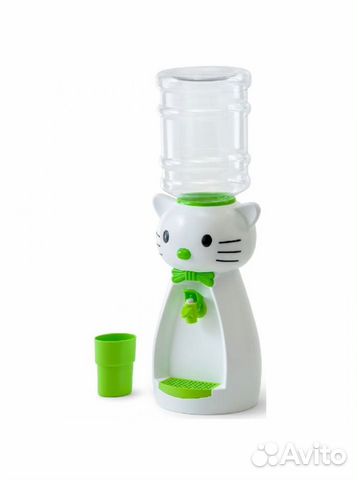 Детский кулер Акваняня, кошка белая с зелёным