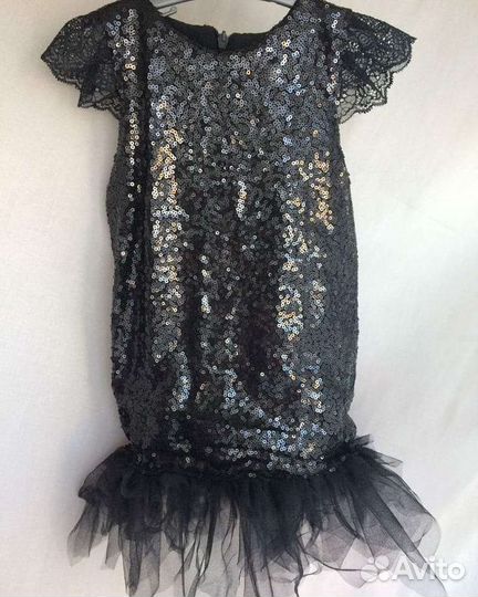 Платье пайетки с кружевом 74-80 в стиле гетсби