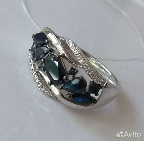 585 кольца р.17, 18,5 нат сапфиры 1,75ct белые