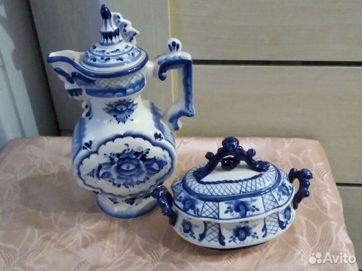 Гжель, наборы, чайник Кольчугино