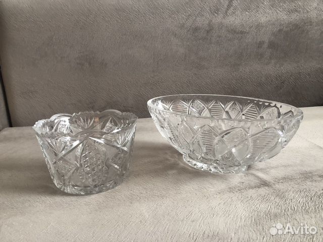 Хрустальная конфетница+салатник-ладья