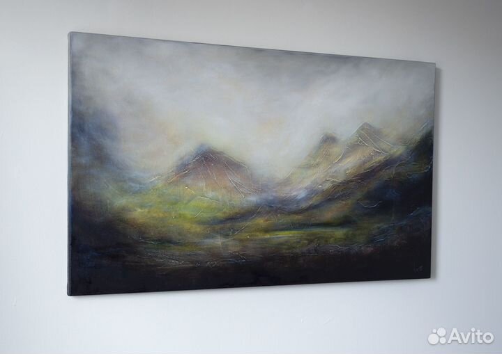 Большая картина маслом - горный пейзаж