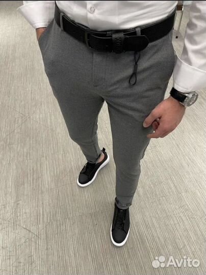 Брюки классические зауженные серые