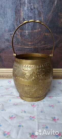 Винтажное бронзовое ведро Индия