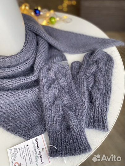 Шапка, бактус, варежки женские пух норки