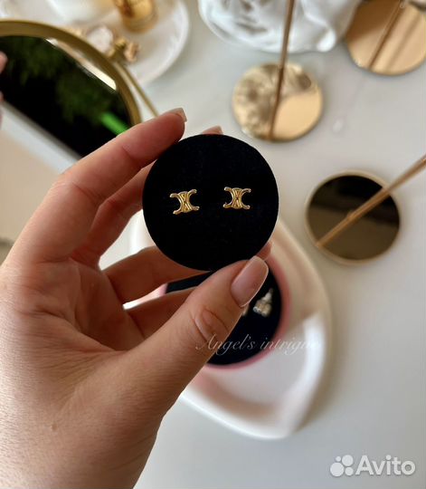 Серьги пусеты celine цвет золото
