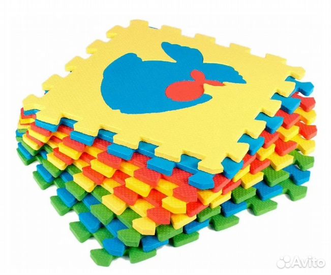 Коврик пазл 33х33х0.9 см, мягкий пол Животные