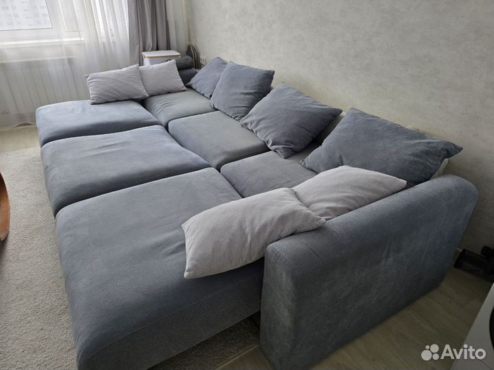 Диван синий бу прямой