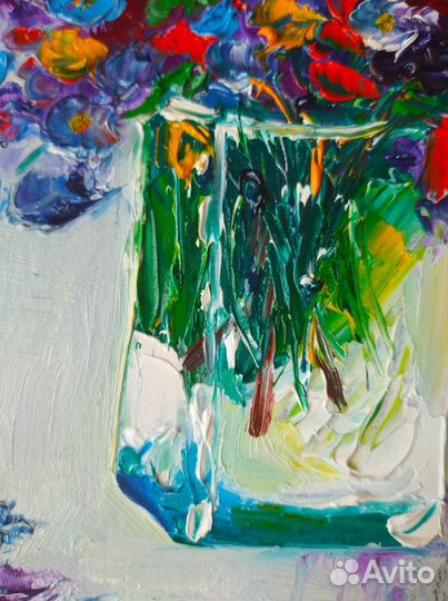 Картина маслом, полевые цветы