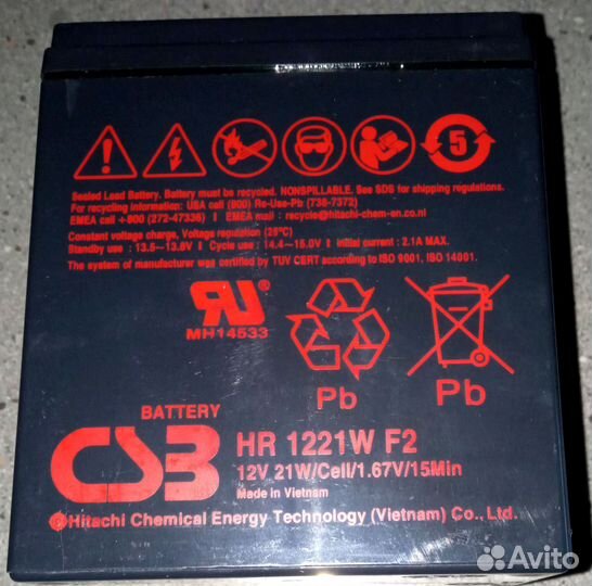 Аккумулятор для ибп CSB HR 1221W F2