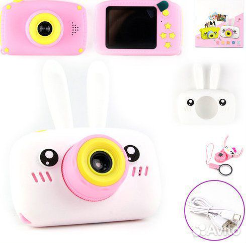 Детская цифровая камера фотоаппарат с ушками