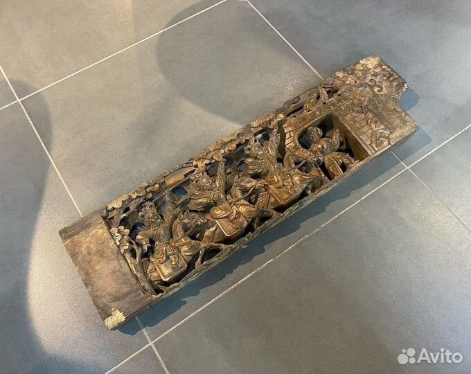 Антикварное панно «Битва в Поднебесной»