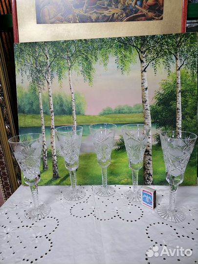 Бокалы фужеры хрусталь СССР, h 19,5 см, 5 шт