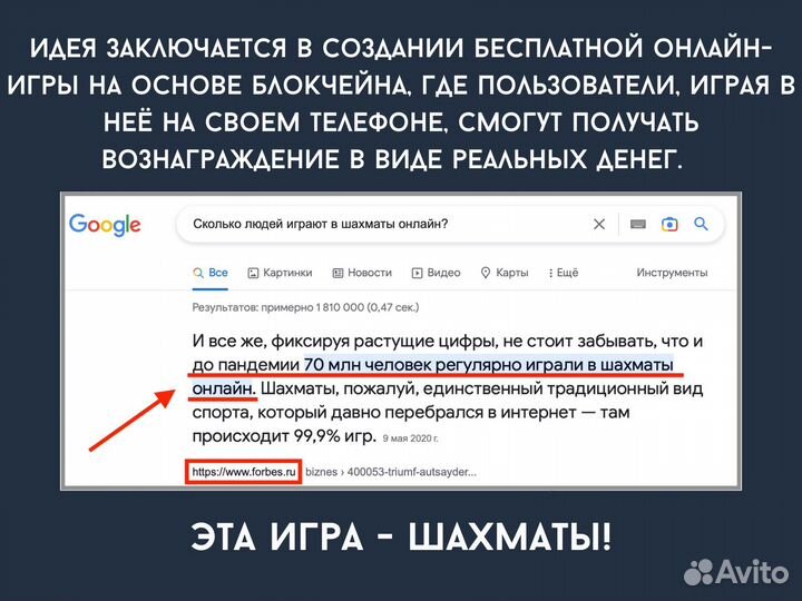 Инвестиции в стартап, мобильное приложение Шахматы