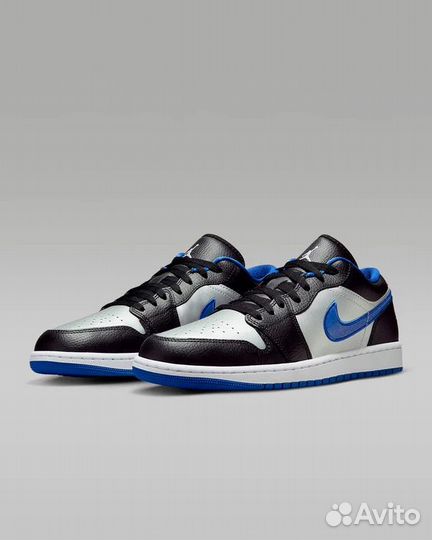 Air Jordan 1 Low Black Game Royal Metallic Platinu