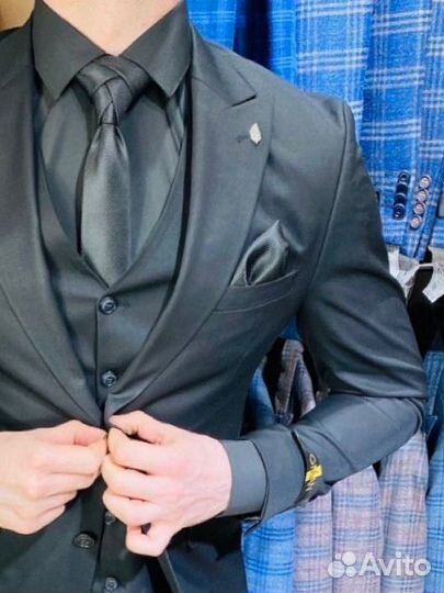 Мужской костюм черный на выпускной 46(S)