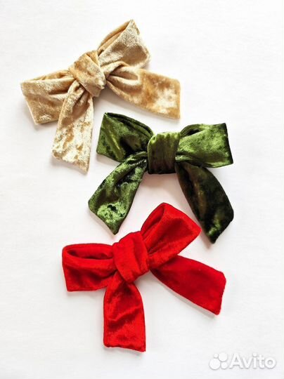 Банты на заколках в стиле прованс, бархатные банты