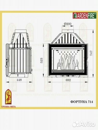 Каминная топка Чугун Фортуна 714