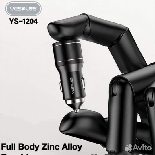 Азу yesplus YS-1204 38W QC3.0 USB-A+USB-C BK/GR