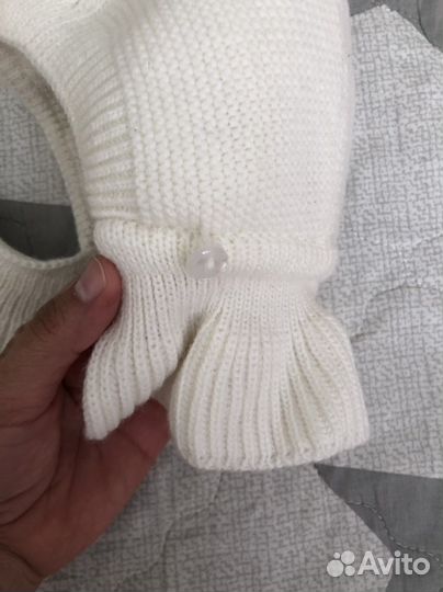 Зимняя шапка шерстяная для новорожденных Журавлик