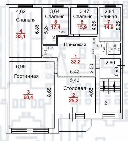 4-к. квартира, 201,3 м², 4/5 эт.
