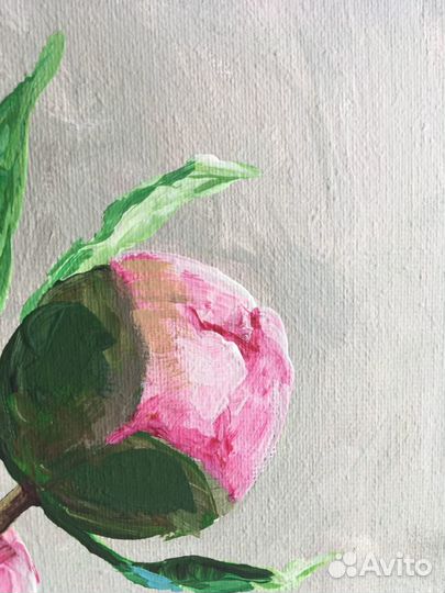 Картина акрилом «Пионы» 40 х 40 см