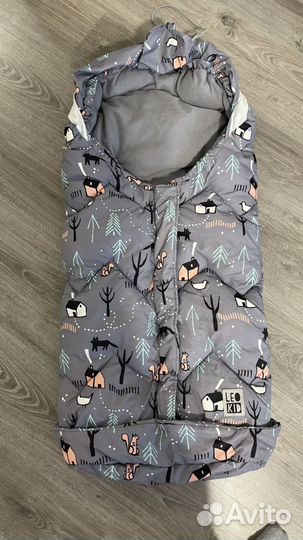 Детский зимний конверт плюс рукавичка на овчине