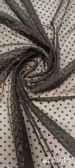 Ткань сетка стрейч в горошек