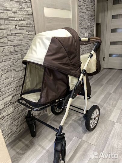 Коляска 3в1+конверт+чехлы+дождевик+москитная сетка