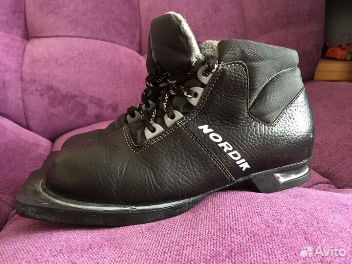 Лыжные ботинки, Nordik нат. кожа, черные, 35р, отс