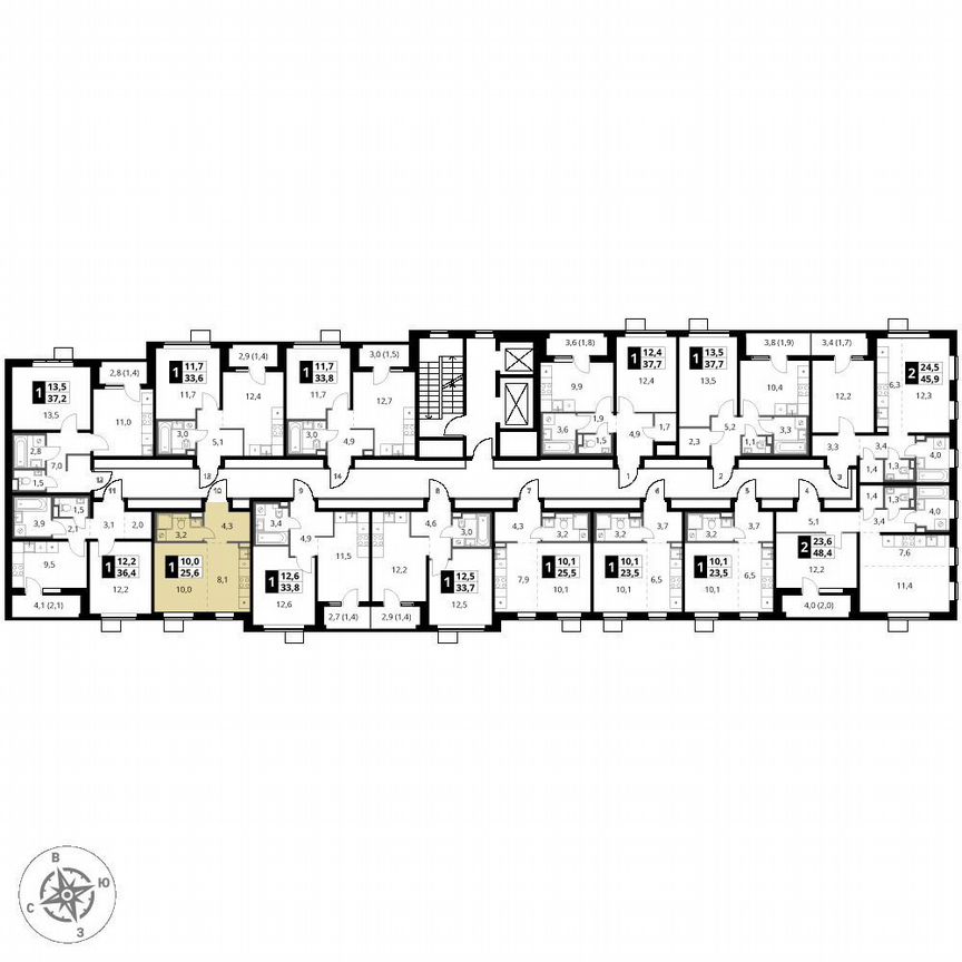 Квартира-студия, 25,6 м², 16/17 эт.