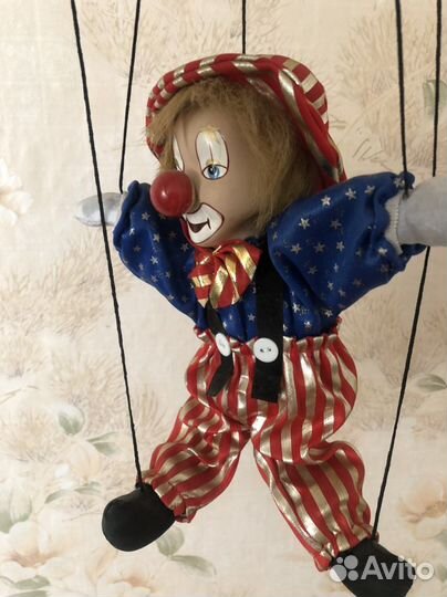 Кукла марионетка Клоун 25 на 20 см